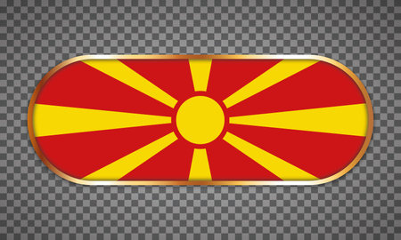vector illustration of web button banner with country flag of North Macedoniaのイラスト素材