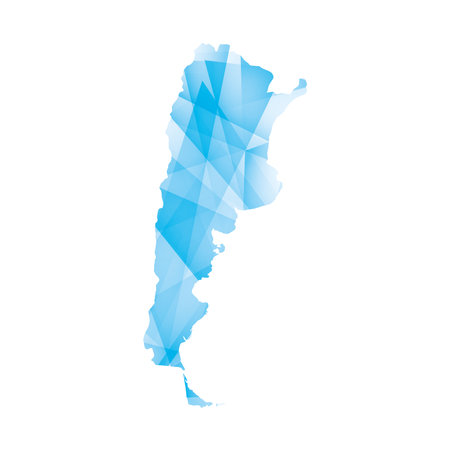 Vector illustration of Argentina map with blue colored geometric shapesのイラスト素材