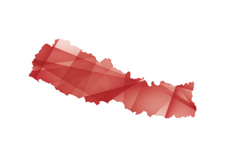 Vector illustration of Nepal map with red colored geometric shapesのイラスト素材