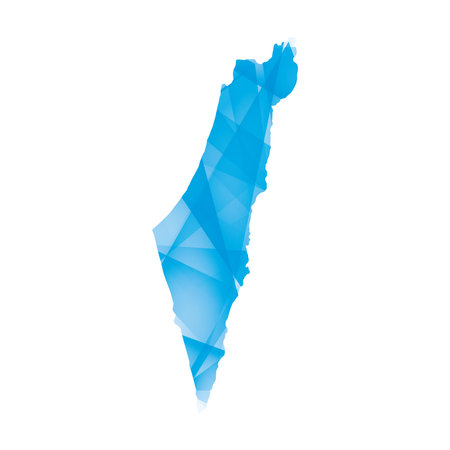 vector illustration of Israel map with blue colored geometric shapesのイラスト素材
