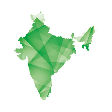 Vector illustration of India map with green colored geometric shapesのイラスト素材