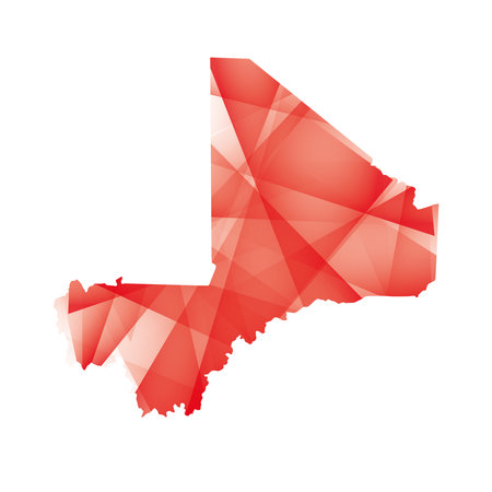 vector illustration of Mali map with red colored geometric shapesのイラスト素材