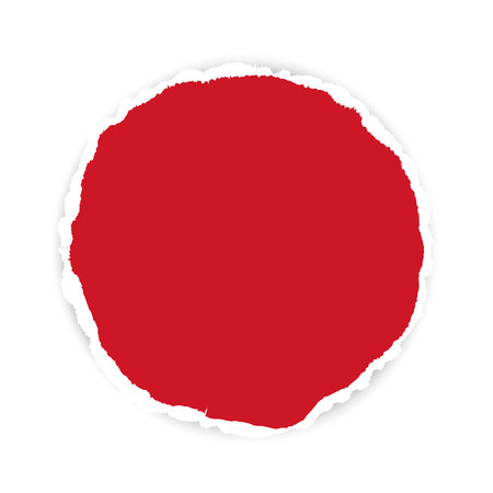 red colored round vector torn paper banner with ripped edges with space for your text on white backgroundのイラスト素材