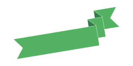 vector design element - green colored ribbon banner label on white backgroundのイラスト素材