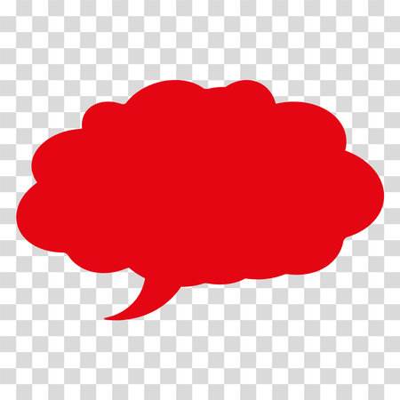 red colored speech bubble icon - vector illustration on transparent backgroundのイラスト素材