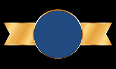 Vector illustration of blue colored award ribbon banner on black backgroundのイラスト素材