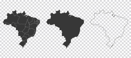 set of 3 maps of Brazil - vector illustrationsのイラスト素材