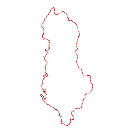 Vector illustration of red colored outline map of Albaniaのイラスト素材