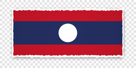 Vector illustration of torn paper banner with flag of Laos on transparent backgroundのイラスト素材