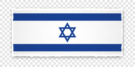 vector illustration of torn paper banner with flag of Israel on transparent backgroundのイラスト素材