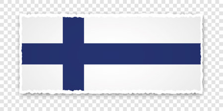 Vector illustration of torn paper banner with flag of Finland on transparent backgroundのイラスト素材