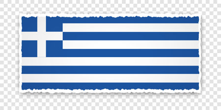 Vector illustration of torn paper banner with flag of Greece on transparent backgroundのイラスト素材