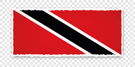vector illustration of torn paper banner with flag of Trinidad and Tobago on transparent backgroundのイラスト素材