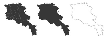set of 3 maps of Armenia - vector illustrationsのイラスト素材
