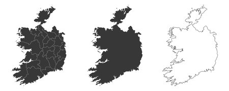set of 3 maps of Ireland - vector illustrationsのイラスト素材