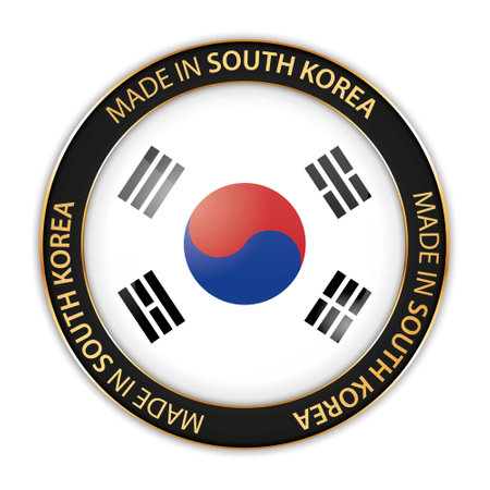 vector illustration of made in South Korea banner with national flagのイラスト素材