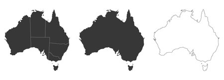 set of 3 maps of Australia - vector illustrationsのイラスト素材