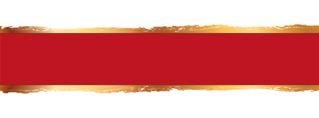 Vector illustration of long gold colored ribbon banner with gold colored brush painting frameのイラスト素材
