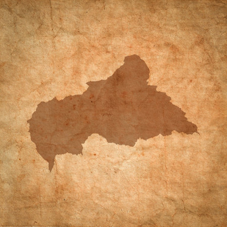 Central African Republic map on old brown grunge paperの写真素材