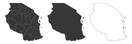 set of 3 maps of Tanzania - vector illustrationsのイラスト素材
