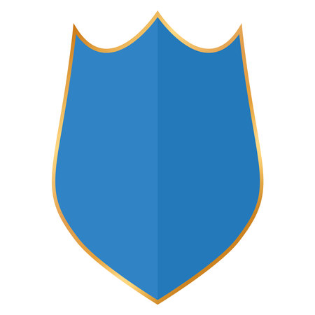 blue colored shield icons with gold frame on white backgroundのイラスト素材