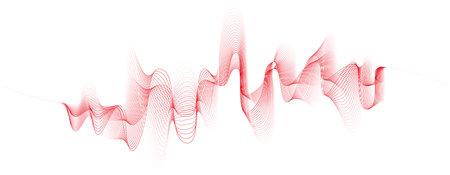 abstract vector illustration of red colored wave lines - vector backgroundのイラスト素材