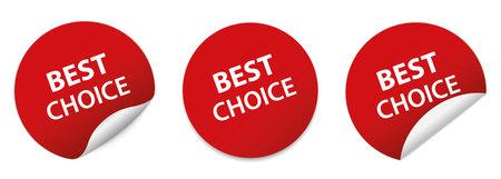 BEST CHOICE - red round sticker bannersのイラスト素材