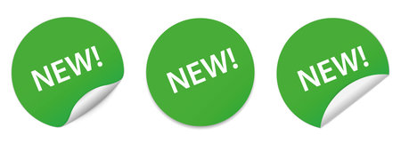 NEW! - green round sticker bannersのイラスト素材