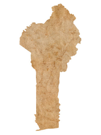 Map of Benin on old brown grunge paperの写真素材