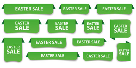 EASTER SALE - green colored sticker bannersのイラスト素材
