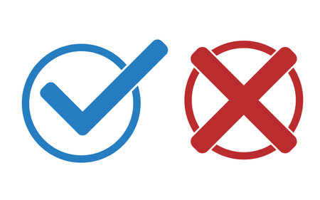 Blue check mark and red cross choice iconsのイラスト素材