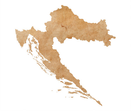 Map of Croatia on old brown grunge paperの写真素材