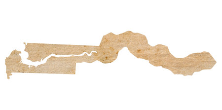 map of Gambia on old brown grunge paperの写真素材