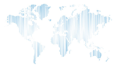 Vector illustration of blue colored striped world mapのイラスト素材
