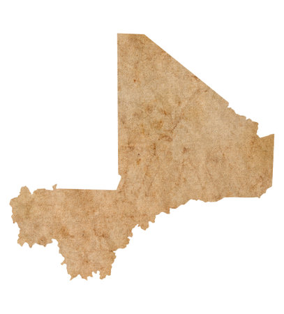 Map of Mali on old brown grunge paperの写真素材