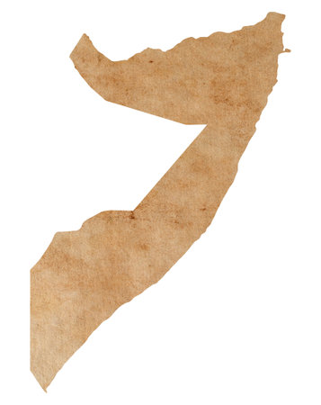 Map of Somalia on old brown grunge paperの写真素材