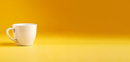 cup of coffee on yellow background. Created with Generative AIの素材