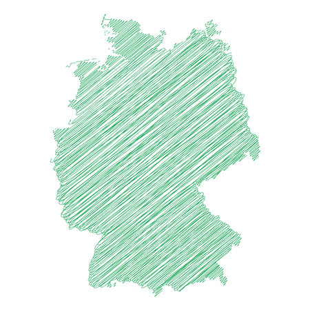 Vector illustration of green colored scribble map of Germanyのイラスト素材