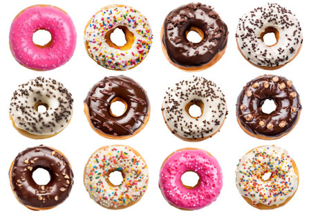 illustration of donuts isolated on white background. Created with Generative AIの素材