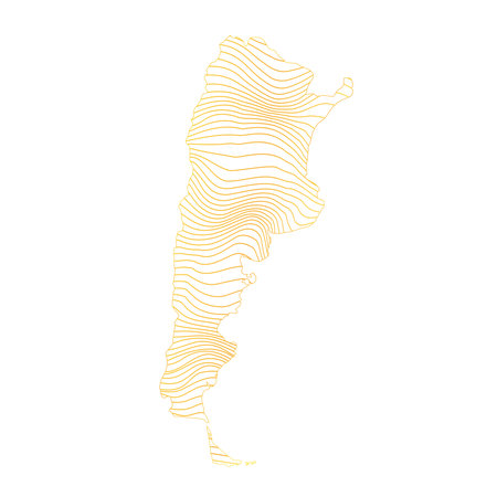 abstract map of Argentina - vector illustration of striped gold colored mapのイラスト素材