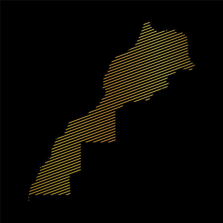 abstract map of Morocco - vector illustration of striped gold colored mapのイラスト素材