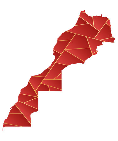 Vector illustration of red and gold colored Morocco mapのイラスト素材