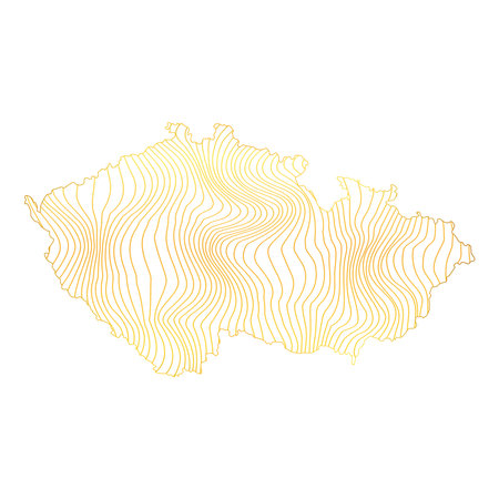 abstract map of Czech Republic - vector illustration of striped gold colored mapのイラスト素材