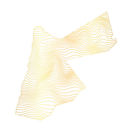 abstract map of Jordan - vector illustration of striped gold colored mapのイラスト素材
