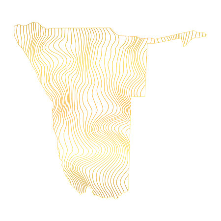 abstract map of Namibia - vector illustration of striped gold colored mapのイラスト素材