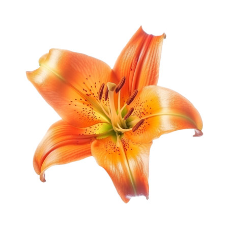 isolated illustration of orange lily flower. Created with Generative AIの素材