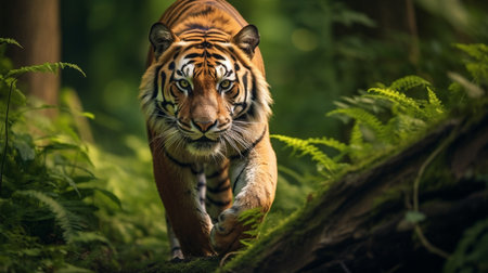 illustration of a tiger in jungle. Created with Generative AIの素材