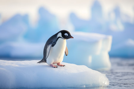 illustration of penguin in polar region. Created with Generative AIの素材