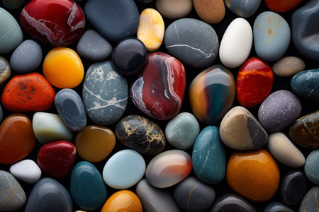 illustration of colorful pebbles stones background. Created with Generative AIの素材