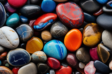illustration of colorful pebbles stones background. Created with Generative AIの素材